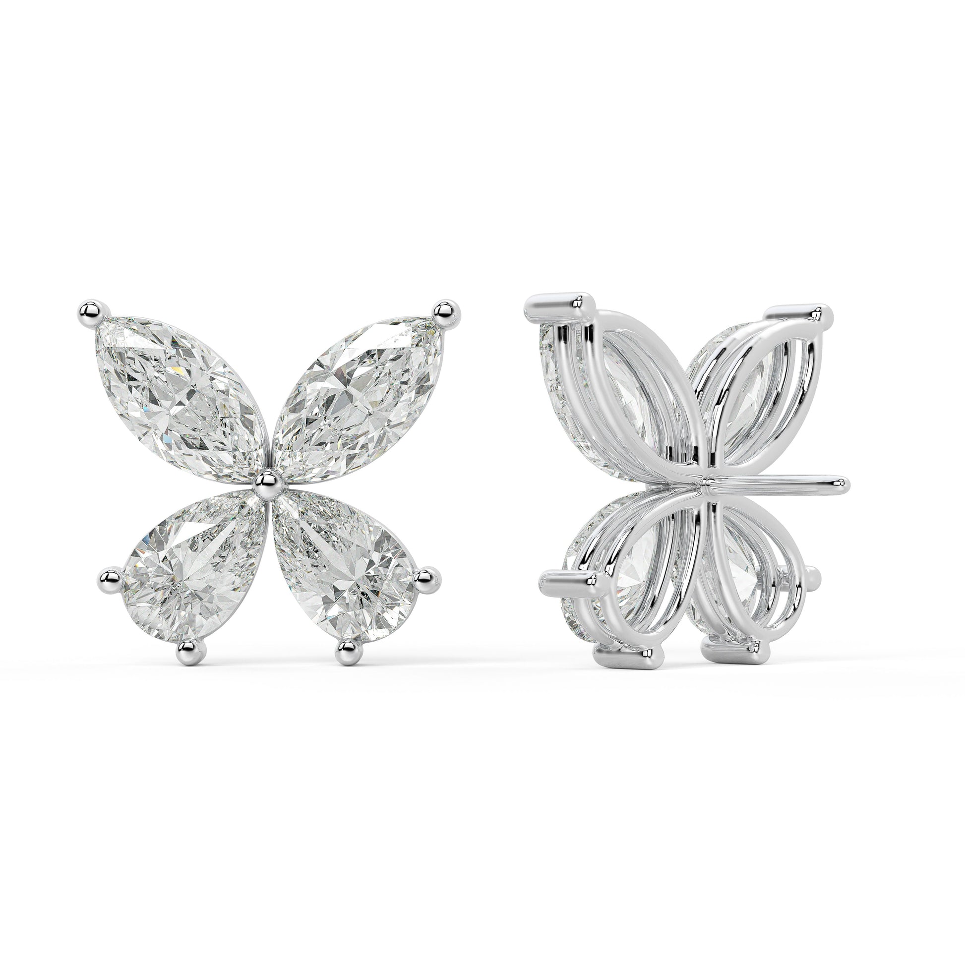 Back view of Elara Stud Earrings bezel set stud in white gold, highlighting the proportional face and DEF color for minimalist power in eco-conscious design.