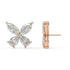 Side and back view of Elara Stud Earrings lab grown diamond in rose gold, featuring protective bezel and secure backs for hypoallergenic, worry-free elegance.