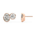 Side and back view of Sorelle Studs lab grown diamond earrings in rose gold, featuring smooth bezel and secure backs to prevent tangles for all-day active wear.