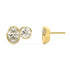 Side and back view of Sorelle Studs lab grown diamond earrings in yellow gold, displaying secure double-notch butterfly backs and smooth bezel for snag-free, all-day confidence in bold sustainability.