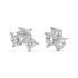 Pair of rose gold lab-grown diamond drop stud earrings featuring central oval-cut diamond with pear-shaped side accents in dramatic three-stone dangling motif, front view, romantic luxury jewelry