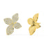 Back view of Aalaya Pave lab-grown floral studs in yellow gold, emphasizing the multi-petal form and high craftsmanship for effortless, snag-free wear in sustainable sophistication.