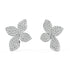 Angled front view of Aalaya Pave 2.88 CTW floral diamond studs in white gold, where pave diamonds create a fluid glow for net-zero sustainable elegance without weight.