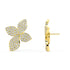 Side and back view of Aalaya Pave diamond earrings in yellow gold, displaying secure double-notch butterfly backs and low-profile pave construction for all-day comfort and net-zero ethical luxury.