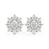 Pair of white gold lab-grown diamond oval halo stud earrings with central oval-cut diamond encircled by brilliant round diamonds in floral cluster, front view, sophisticated jewelry