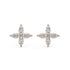 Rose gold lab grown diamond floral earrings with marquise cut stones in elegant four petal flower design on white background