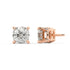 Front and back views of rose gold lab-grown diamond solitaire asscher earrings with stepped geometric cut, premium sustainable luxury jewelry