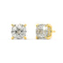 Angled view of yellow gold lab-grown diamond asscher earrings featuring cropped-corner square center stone, pair shown, high-end minimalist luxury jewelry