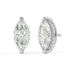 Angled front of white gold Marquise Hidden Halo earrings showing clean prong setting and hidden ring of diamonds for superior clarity.