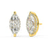 Angled view of yellow gold Marquise Hidden Halo earrings revealing prong setting and secret diamond circle adding glow from all perspectives.