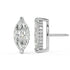 Side shot of white gold Marquise Hidden Halo stud illustrating post and radiance details for hypoallergenic light wear.