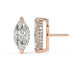 Profile view of rose gold Marquise Hidden Halo stud showing post thickness and hidden diamond circle for daily seamless fit.