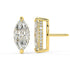 Side profile of yellow gold Marquise Hidden Halo stud displaying post length and hidden radiance for effortless daily fit and constant comfort.