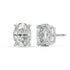 Rear view of white gold Oval Hidden Halo earring highlighting solid closures and superior DEF color for easy everyday allergy free use.