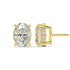 Side profile of yellow gold Oval Hidden Halo stud displaying post length and concealed shine for allergy safe feather light easy everyday use without fuss.