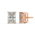 Back view of rose gold Radiant Hidden Halo earring with double notch backs ensuring all day ease for glow with current flair and forever appeal.