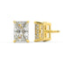 Back view of yellow gold Radiant Hidden Halo earring with double notch backs supporting integration into routine flawlessly for glow fusing current flair with forever appeal.