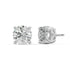 Rear view of white gold Round Hidden Halo earring highlighting double notch backs and zero emissions for signature sparkle that defines eternally.