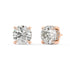 Angled perspective of rose gold Round Hidden Halo earrings displaying four prong secure and hidden pave for unmatched fire and ethical luxury.