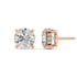 Profile view of rose gold Round Hidden Halo stud showing post thickness and shine from every angle for ultralight seamless daily integration.