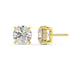 Side profile of yellow gold Round Hidden Halo stud displaying post length and concealed pave for unmatched brilliance with ethical innovation and net zero emissions.