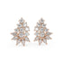 Rose gold marquise and round diamond cluster stud earrings front view pair, lab grown floral tiered design with pear petals, romantic rose gold diamond earrings