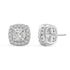 Back view of white gold Cushion Halo earring highlighting double notch backs for gentle yet commanding shine allergy free ultralight effortless daily hold.