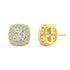 Back view of yellow gold Cushion Halo earring with double notch backs locking in comfort that lasts allergy free ultralight for zero impact premium elite stones.