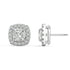 Side profile of white gold Cushion Halo stud illustrating post and shimmer for ultralight low profile with smart basket celebrating special days or upgrading routine.