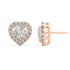 Side profile of rose gold Heart Halo stud showing post length and depth for larger visual impact sleek daily wear in low profile basket.