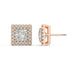 Side profile of rose gold Princess Halo stud showing post length and shine from all sides for amp up routine in fierce refined shine.
