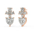 Angled view of rose gold Diamore Earrings showing prong settings and 10 lab grown diamonds for striking impact and comfortable bold wear.