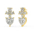 Angled view of yellow gold Diamore Earrings showing prong settings and dance of color from fancy yellow heart and white accents in pear marquise round cuts for sculptural piece.
