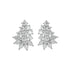 White gold marquise and round diamond cluster stud earrings front view pair, lab grown sparkling floral tiered design, elegant white gold diamond earrings