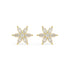 Yellow gold marquise diamond flower stud earrings front view pair, lab grown six-petal floral cluster with central round brilliant, luxury women's diamond jewelry