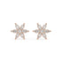 Rose gold marquise diamond flower stud earrings front view pair, lab grown six-petaled floral cluster with central brilliant, romantic rose gold diamond earrings