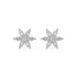 White gold marquise diamond flower stud earrings front view pair, lab grown six-petaled floral cluster with brilliant center, elegant white gold diamond earrings