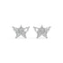 White gold round diamond halo stud earrings front view pair, lab grown brilliant center with full halo sparkle, elegant white gold diamond earrings