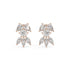 Rose gold pear and round diamond cluster stud earrings front view pair, lab grown cascading floral bow design, romantic rose gold diamond earrings