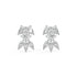 White gold pear and round diamond cluster stud earrings front view pair, lab grown brilliant floral bow design, elegant white gold diamond earrings