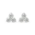 Pair of Trinity Studs lab grown diamond earrings in white gold, three round brilliant stones in classic triple setup on white background, elevating everyday looks.