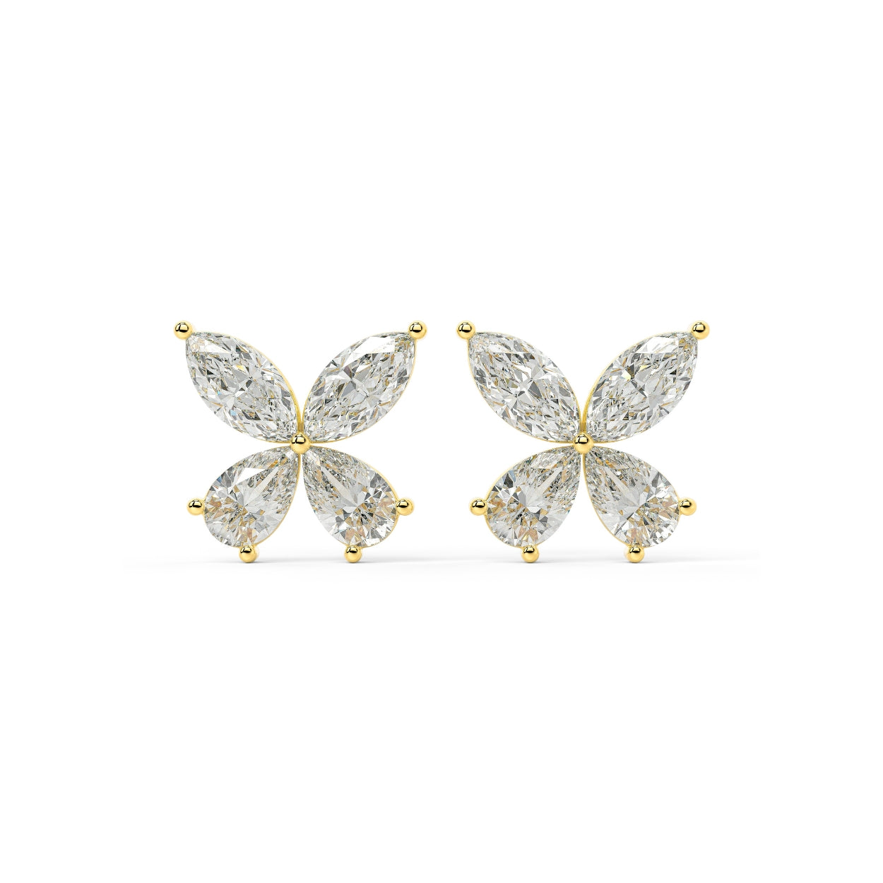 Pair of Elara Stud Earrings bezel set lab grown diamond in yellow gold, featuring a single round brilliant for pure refined brilliance and effortless sparkle in a clean, snag-free design.