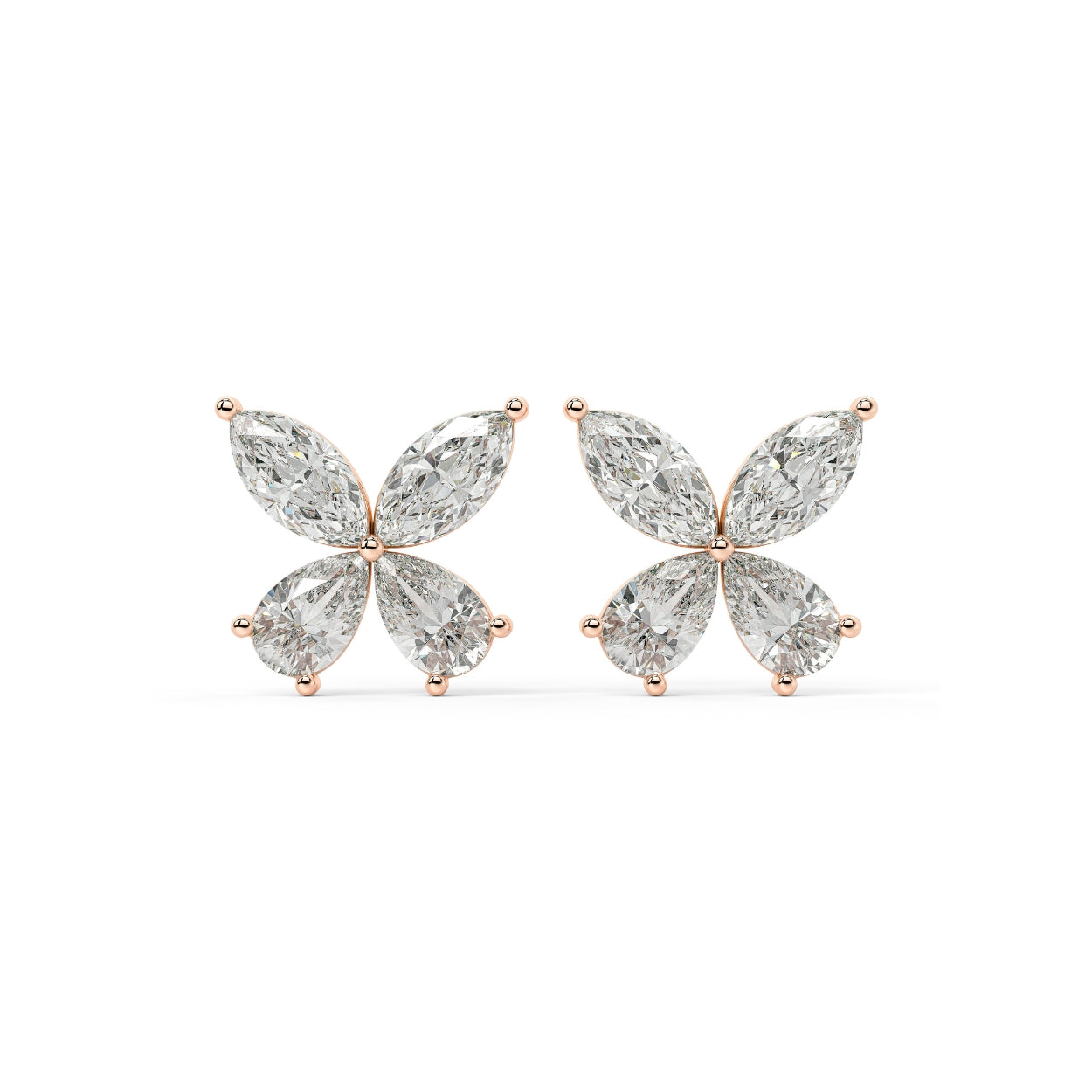 Pair of Elara Stud Earrings bezel set lab grown diamond in rose gold, offering pure single-stone brilliance in a low-profile fit for versatile stacking and radiant ethics.