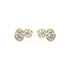Pair of Sorelle Studs bezel set lab grown double diamond earrings in yellow gold, featuring dual round brilliants for doubled brilliance and a wider footprint of light in a modern, snag-free design.