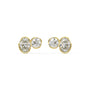 Pair of Sorelle Studs bezel set lab grown double diamond earrings in yellow gold, featuring dual round brilliants for doubled brilliance and a wider footprint of light in a modern, snag-free design.