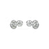 Pair of Sorelle Studs bezel set lab grown double diamond earrings in white gold, with dual round brilliants creating standout presence and versatile stacking for clean sophistication.
