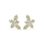 Pair of Alure Clusters 4.38 CTW lab-grown diamond floral stud earrings in yellow gold, showcasing marquise and pear cuts in a bold blooming cluster for timeless elegance and sparkle.