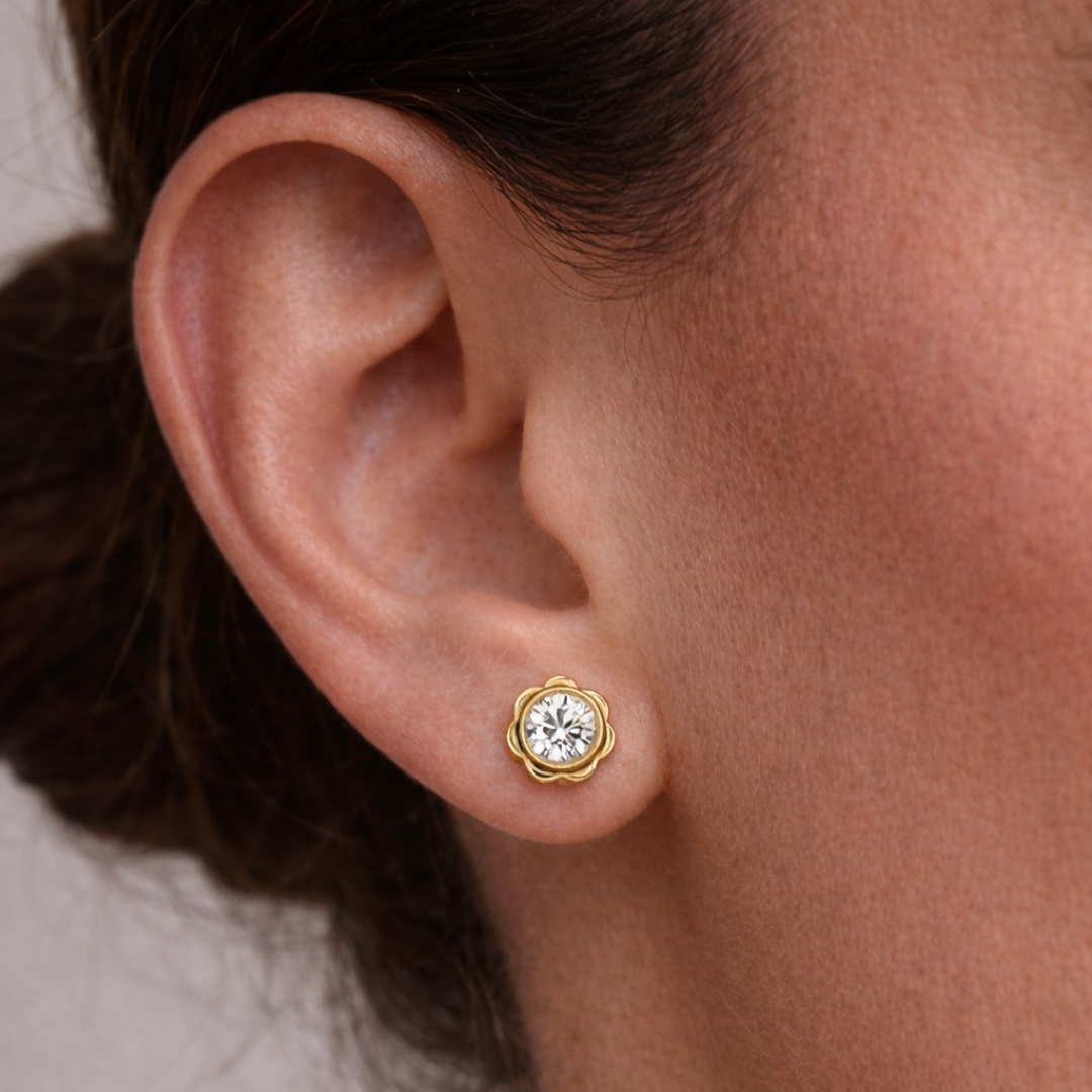 Fleur Bezel Studs