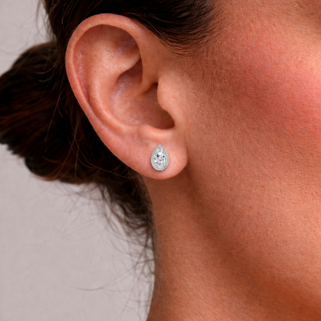 Pear Bezel Studs