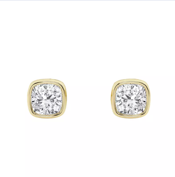 Cushion Lab-Grown Diamond Bezel Earrings | Diamore Luraya